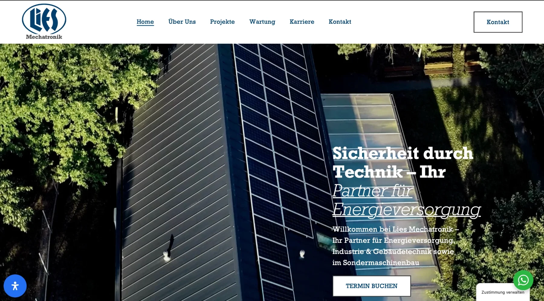 Website mit eingebauten Komponenten